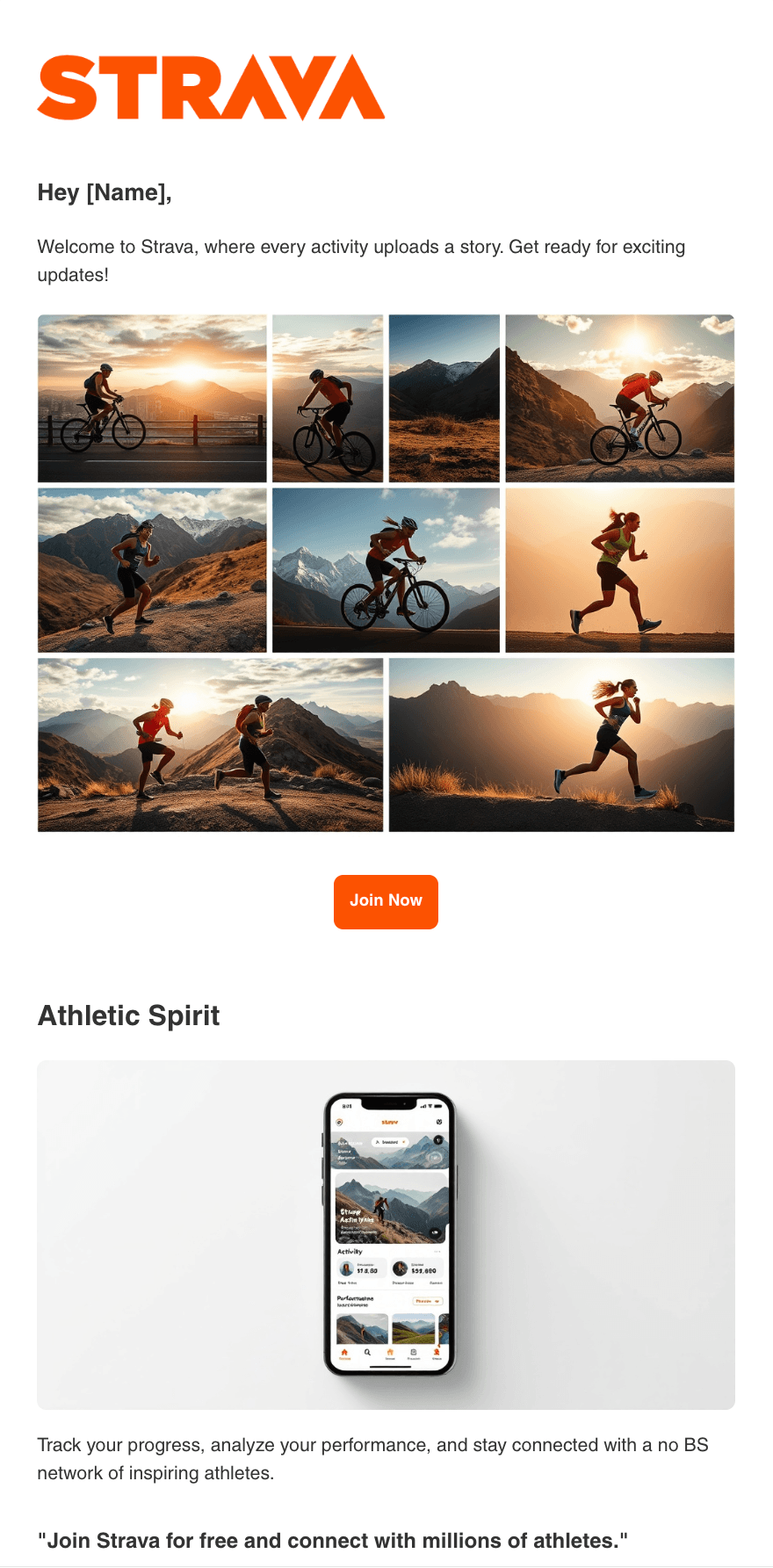Fitness app welcome email template