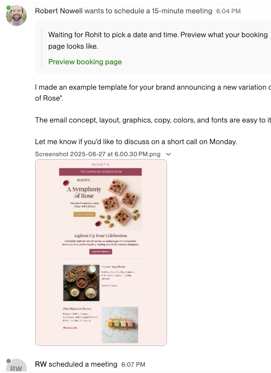 Evidence: A prospective email marekting client on upwork scheduled a meeting
within 7 minutes of sharing this sample email